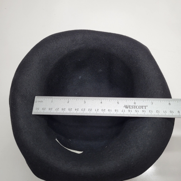 Vintage Wool Bejewled Made in Italy Black Hat Silver Studs Felt 60s Retro‎ - Picture 13 of 17